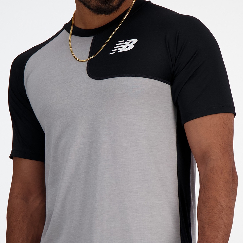 ニューバランス（new balance）（メンズ）野球 アンダーシャツ ベースボールアシンメトリー 半袖Tシャツ 左投げ用 MT41704LBK