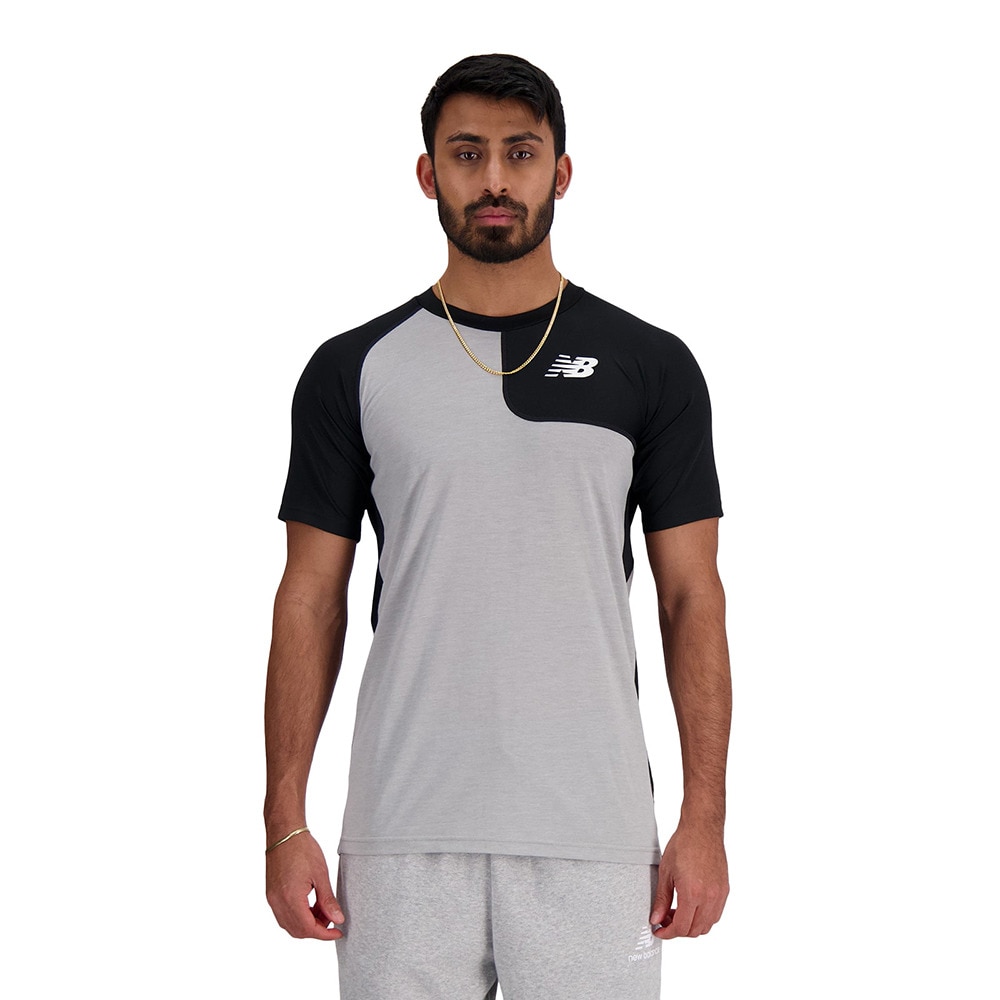 ニューバランス（new balance）（メンズ）野球 アンダーシャツ ベースボールアシンメトリー 半袖Tシャツ 左投げ用 MT41704LBK