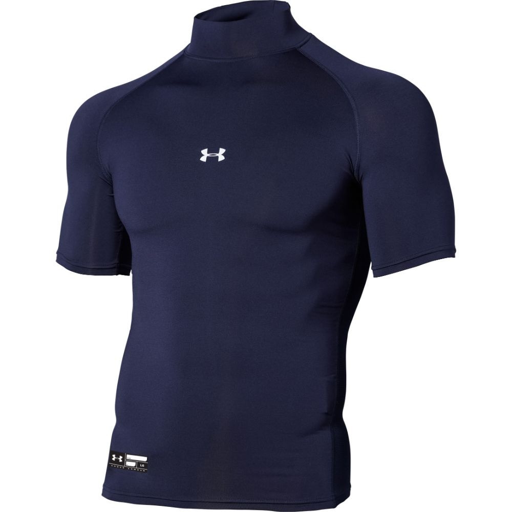 アンダーアーマー（UNDER ARMOUR）（メンズ）野球 アンダーシャツ 半袖 ヒートギア アーマーコンプレッション モック 1313256 MDN BB ネイビー