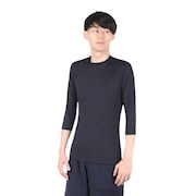 (メンズ)ストレッチ丸首7分袖アンダーシャツ 723G6ES4169 BLK