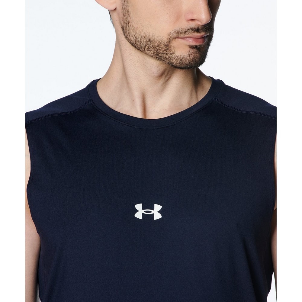 アンダーアーマー（UNDER ARMOUR）（メンズ）野球 アンダーシャツ ヒートギア コンフォート フィッティド クルーネック ノースリーブシャツ 1384733 410 速乾