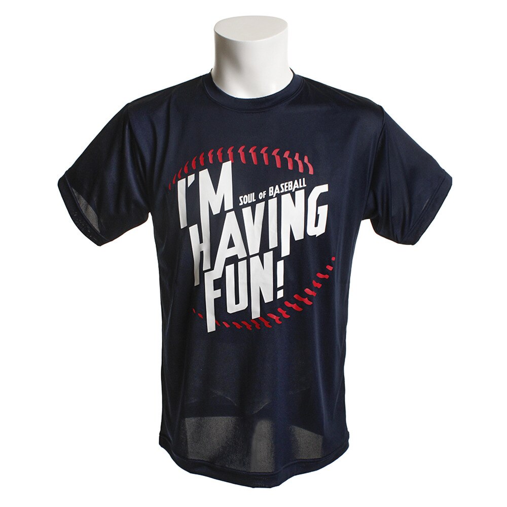  【大奉仕!多少のキズ汚れ有】Tシャツ メンズ Im having fun 2 半袖Tシャツ 723G8ES2525 NVY 野球ウェア