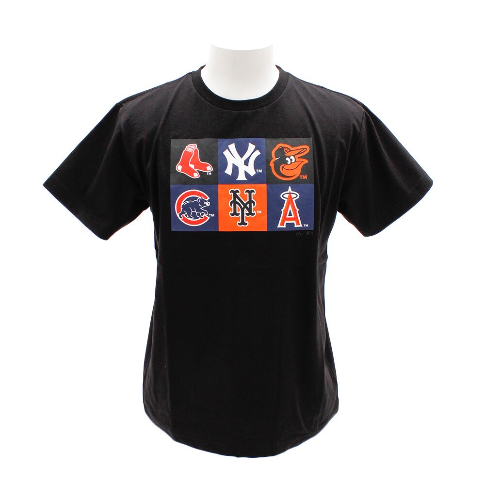  Tシャツ メンズ 半袖 6アイテムプリント MM01-ML-9S23-BK 【野球 スポーツ ウェア 一般】