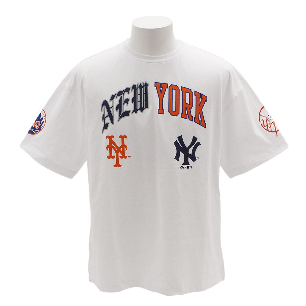  Tシャツ メンズ 半袖 MLBプリントビッグ MM01-ML-9S35-WH 【野球 スポーツ ウェア 一般】