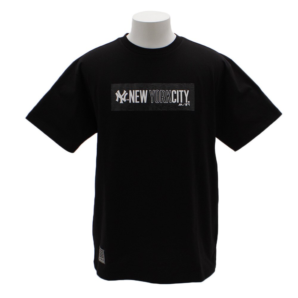  Tシャツ メンズ 半袖 ボックスプリント MM01-NY-9S05-BK 【野球 スポーツ ウェア 一般】