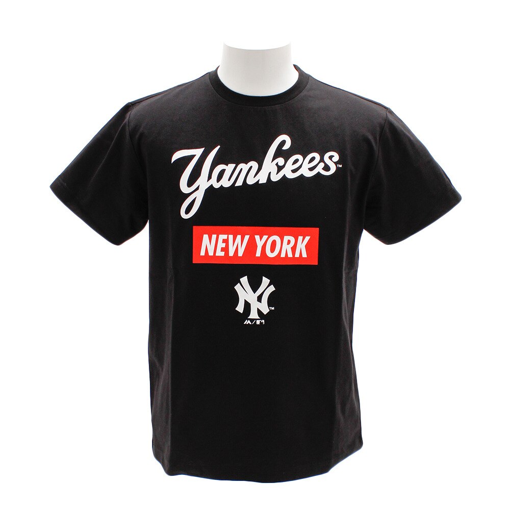  Tシャツ メンズ 半袖 アイテムプリント シャツ (NY) MM01-NY-9S30-BK 【野球 スポーツ ウェア 一般】