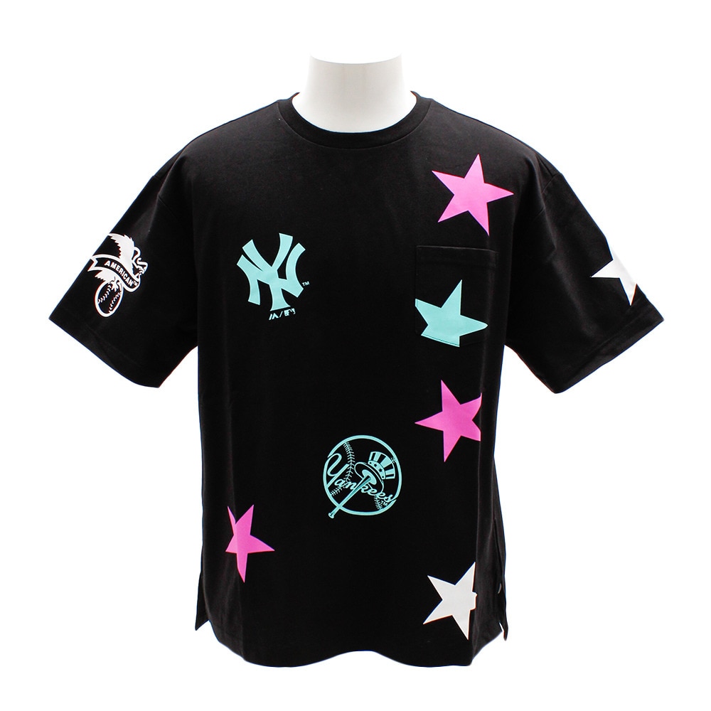  Tシャツ メンズ 半袖 スタープリントビッグ MM01-NY-9S36-BK 【野球 スポーツ ウェア 一般】
