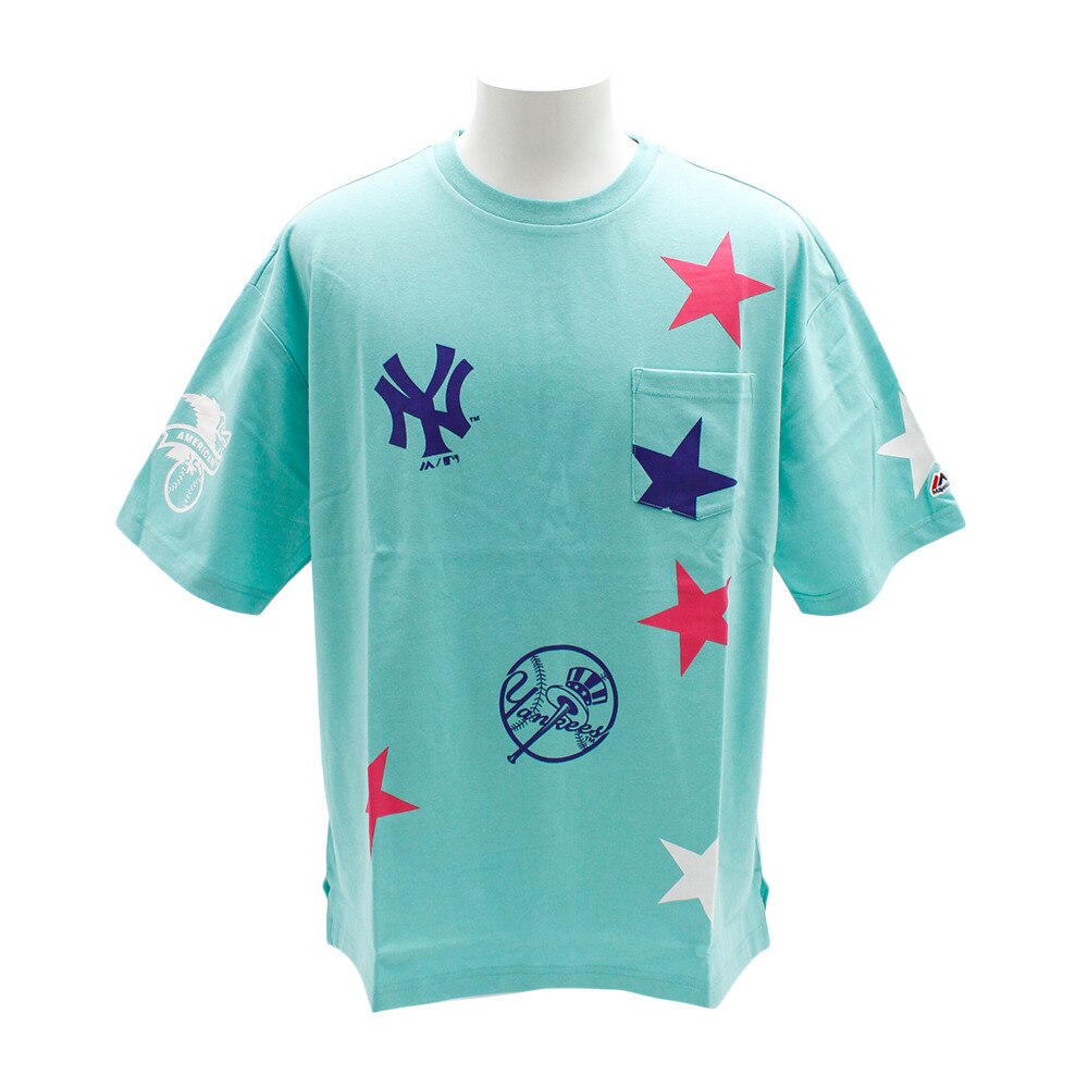  Tシャツ メンズ 半袖 スタープリントビッグ MM01-NY-9S36-BU 【野球 スポーツ ウェア 一般】