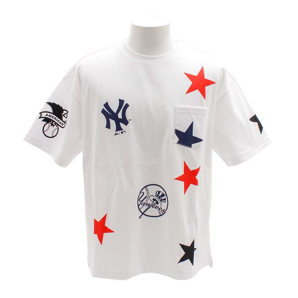  Tシャツ メンズ 半袖 スタープリントビッグ MM01-NY-9S36-WH 【野球 スポーツ ウェア 一般】