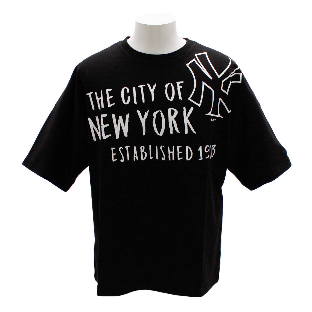  Tシャツ メンズ 半袖 プリントドルマン MM01-NY-9S44-BK 【野球 スポーツ ウェア 一般】