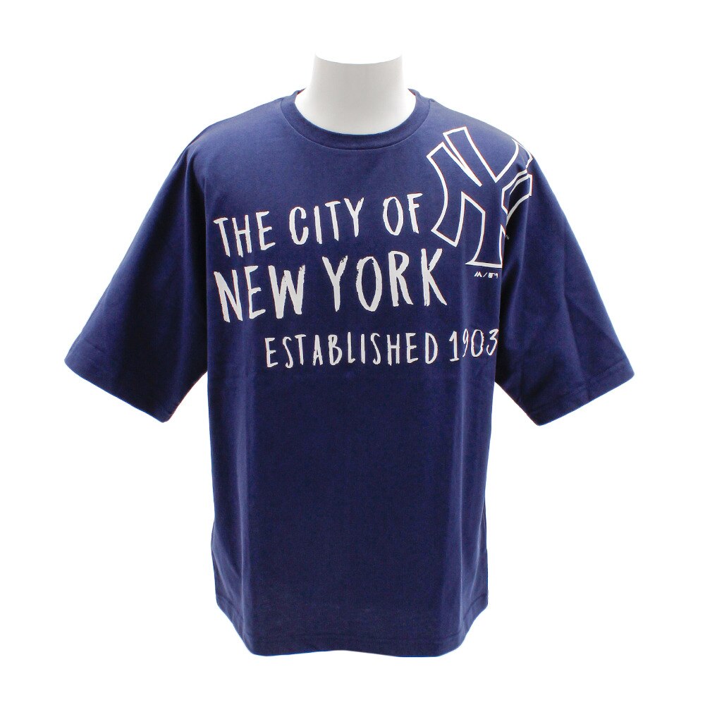  Tシャツ メンズ 半袖 プリントドルマン MM01-NY-9S44-NV 【野球 スポーツ ウェア 一般】