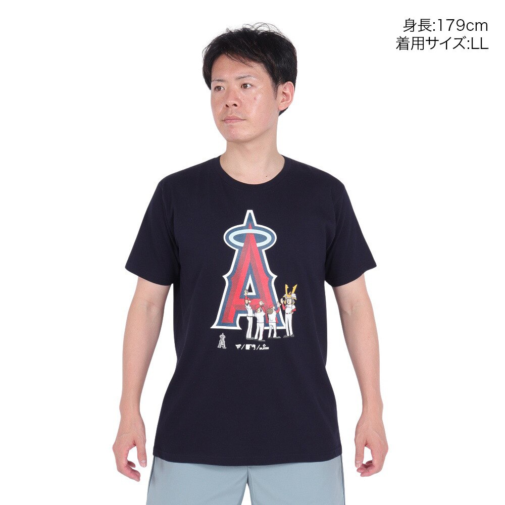 エムエルビー（MLB）（メンズ）野球ウェア ロサンゼルスエンゼルス カブト半袖Tシャツ ML01-23SS-0041-NVY