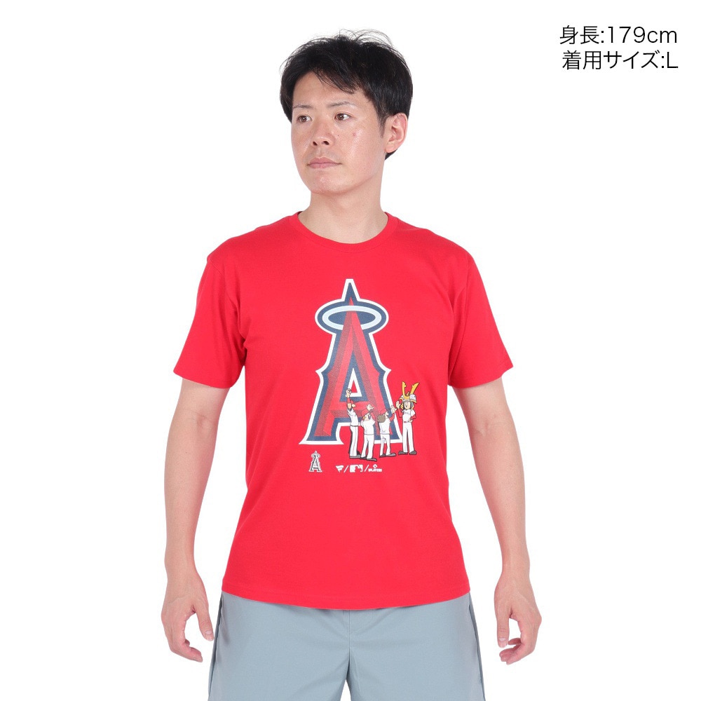 エムエルビー（MLB）（メンズ）野球ウェア ロサンゼルスエンゼルス カブト半袖Tシャツ ML01-23SS-0041-RED