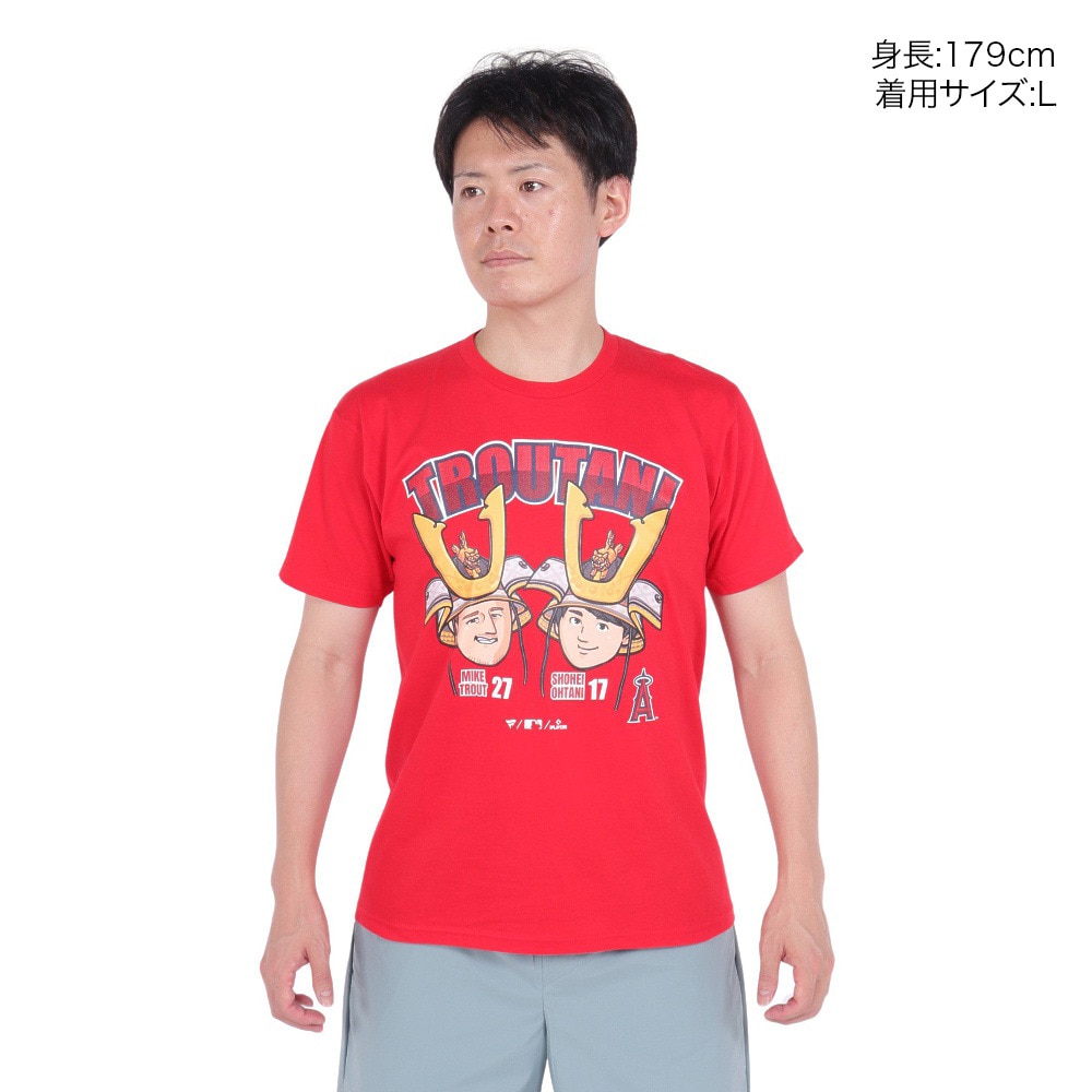 エムエルビー（MLB）（メンズ）野球ウェア ロサンゼルスエンゼルス トラウタニ トラウト×大谷 半袖Tシャツ ML01-23SS-0042-RED