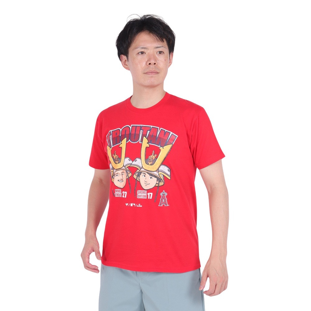 エムエルビー（MLB）（メンズ）野球ウェア ロサンゼルスエンゼルス トラウタニ トラウト×大谷 半袖Tシャツ ML01-23SS-0042-RED