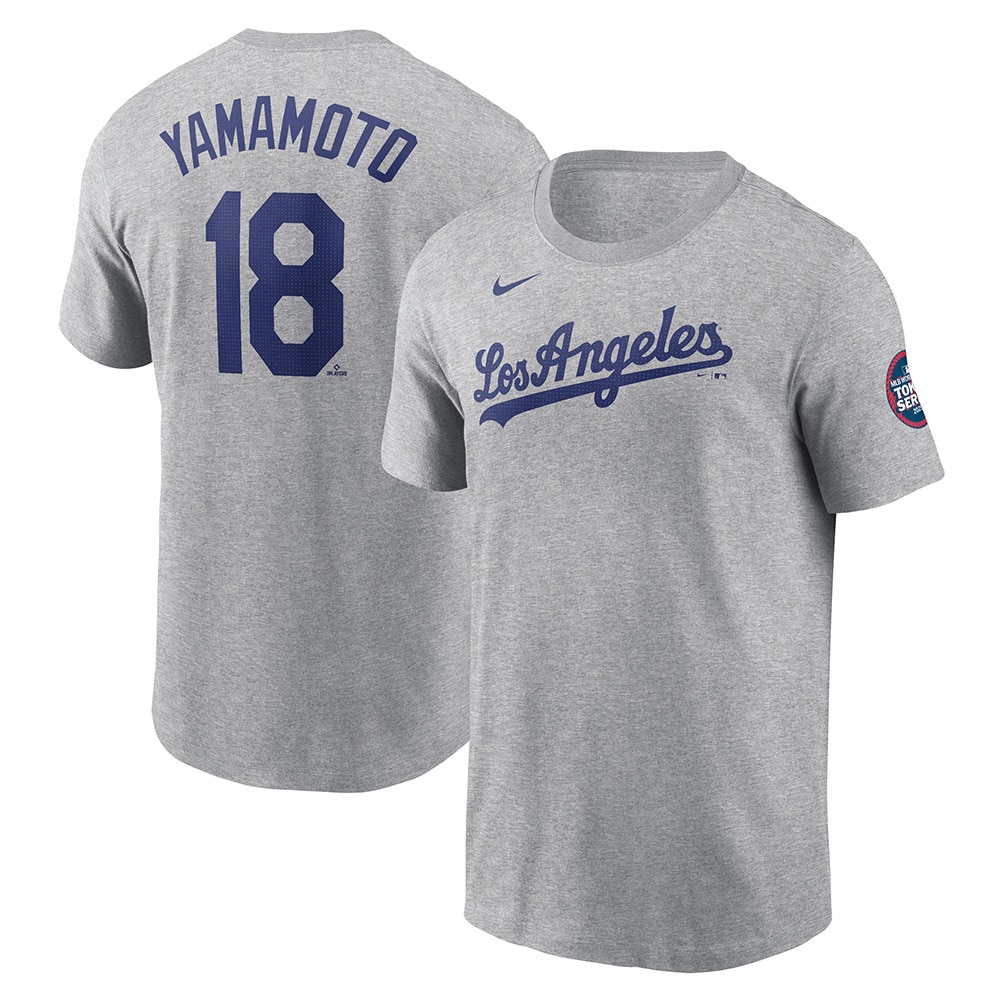 エムエルビー（MLB）（メンズ）【MLB 東京シリーズ】野球ウェア ネーム&ナンバー 半袖Tシャツ 袖パッチ付 ロサンゼルス ドジャース 山本由伸 N199-06G-LD9-01J-P