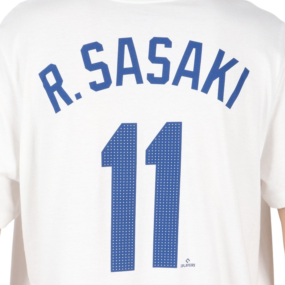 エムエルビー（MLB）（メンズ）野球ウェア ドジャース 佐々木朗希 ネーム&ナンバー Tシャツ ホワイト ML0125SS0091-WHT
