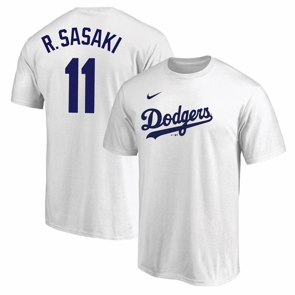 エムエルビー（MLB）（メンズ）【先行予約商品】 野球ウェア ドジャース 佐々木朗希 ネーム&ナンバー Tシャツ ホワイト ML0125SS0091-WHT