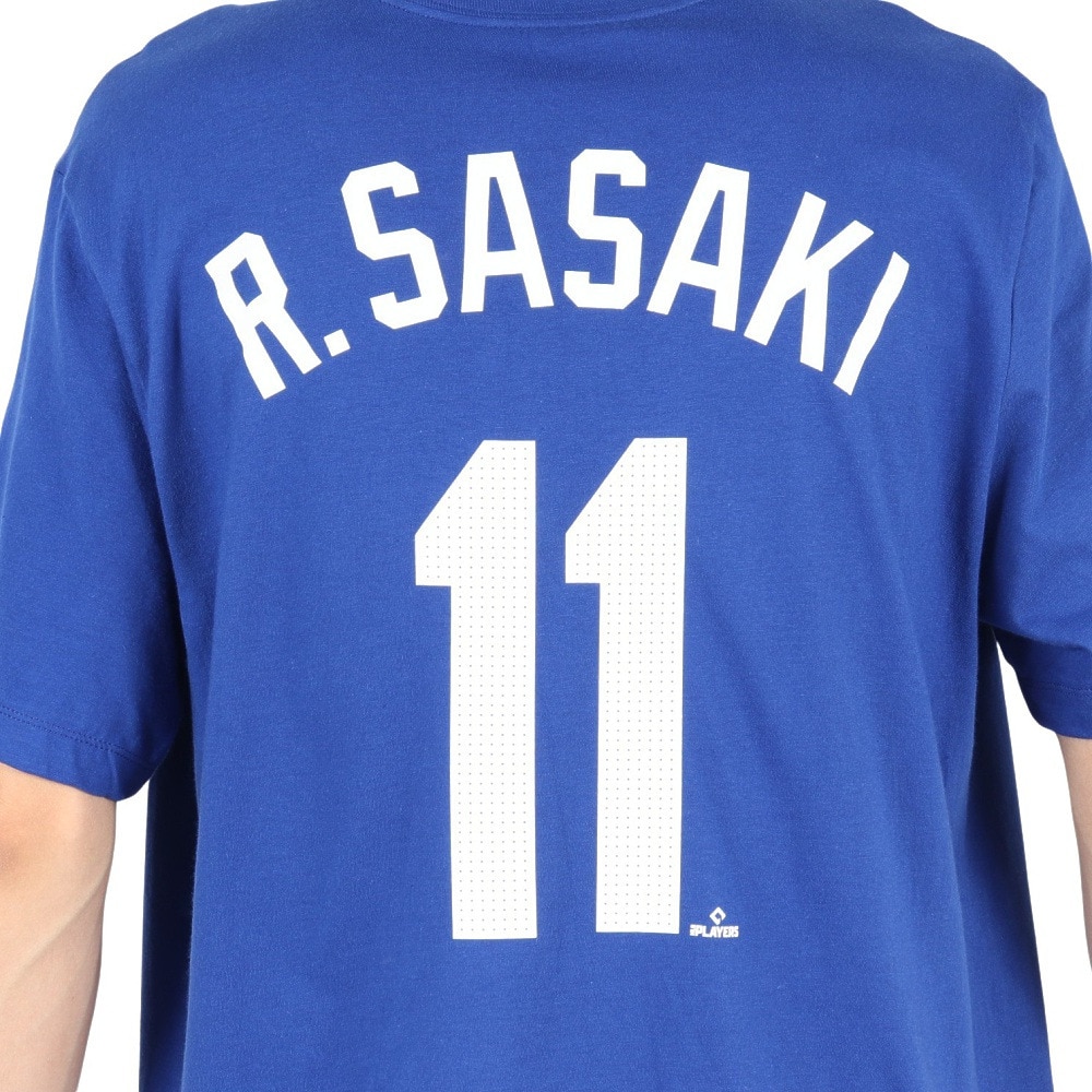 エムエルビー（MLB）（メンズ）野球ウェア ドジャース 佐々木朗希 ネーム&ナンバー Tシャツ ブルー ML0125SS0092-BLU