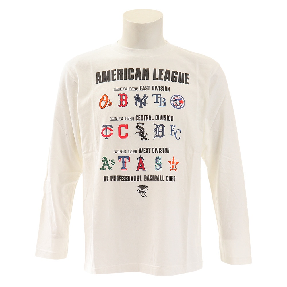 Tシャツ メンズ 長袖 アメリカンリーグ プリントロング MM03-ML-9F02-WH 【野球 スポーツ ウェア 一般】