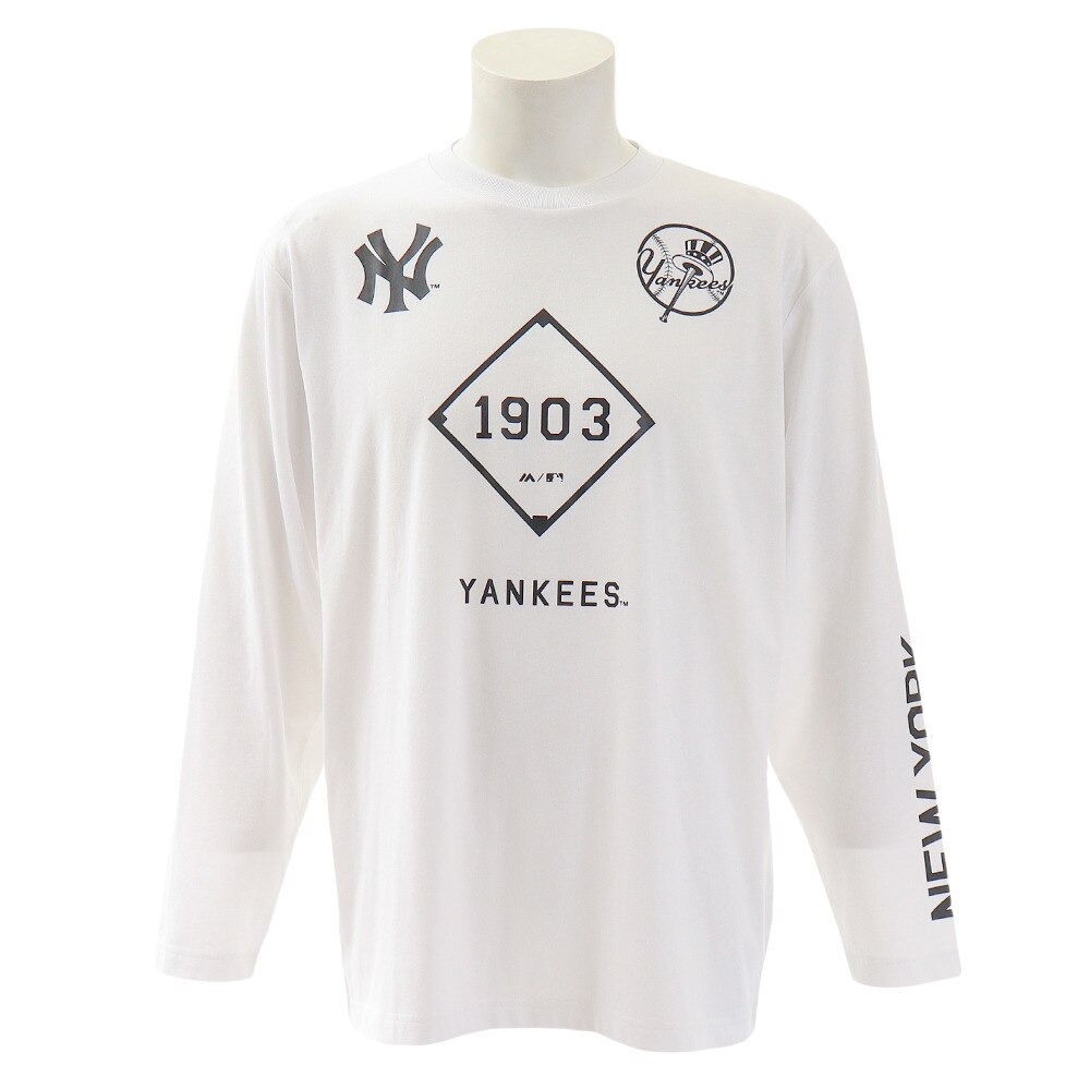 Tシャツ メンズ 長袖 ESTプリント MM03-NY-9F01-WH 【野球 スポーツ ウェア 一般】
