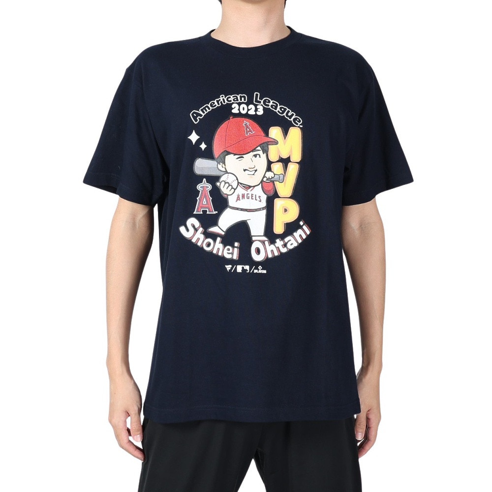 MJ・MLB（MJ・MLB）（メンズ、レディース）野球ウェア 大谷翔平 MVP記念 2023 イラスト Tシャツ エンゼルス ML01-23FW-0006 NAVY