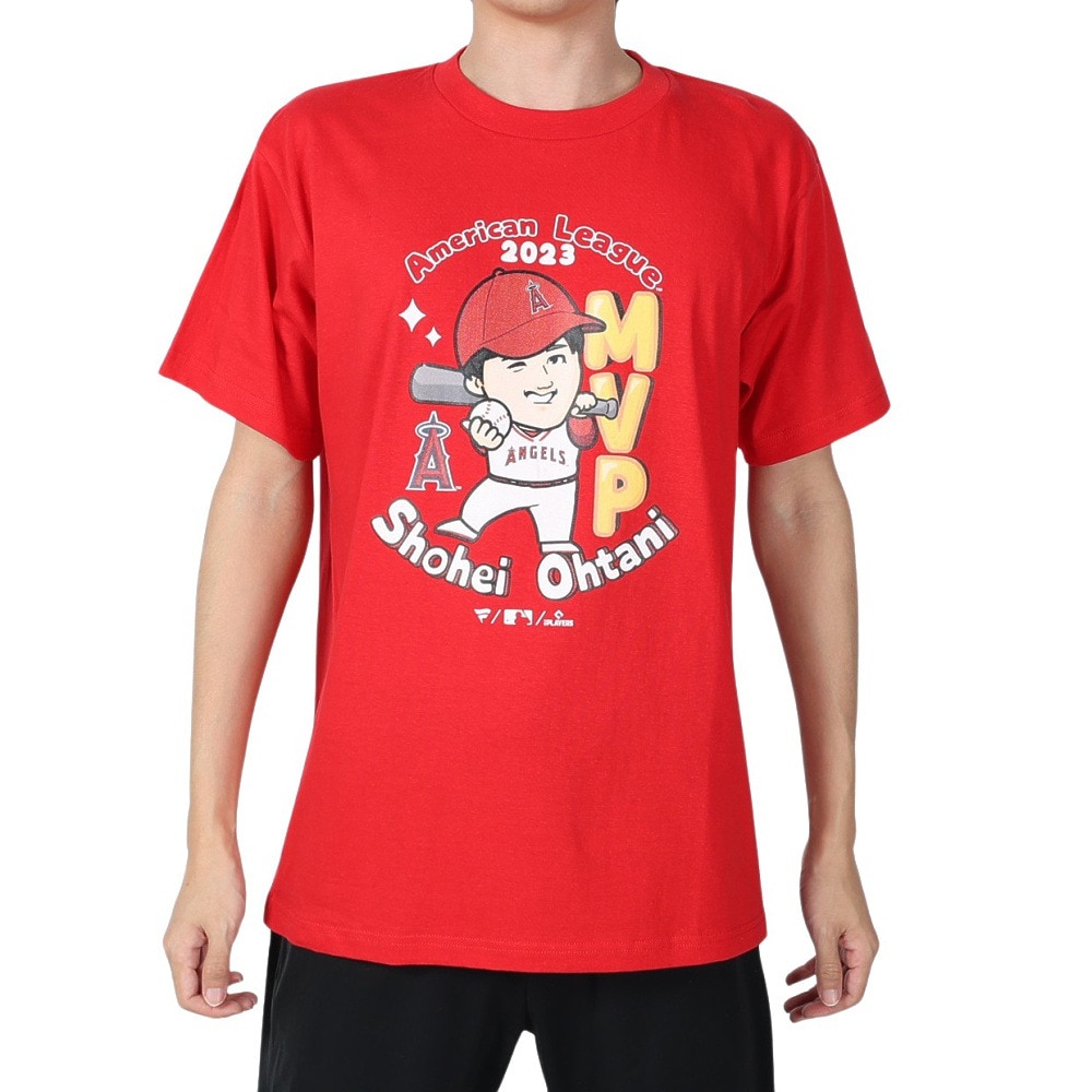 MJ・MLB（MJ・MLB）（メンズ、レディース）野球ウェア 大谷翔平 MVP記念 2023 イラスト Tシャツ エンゼルス ML01-23FW-0006 RED