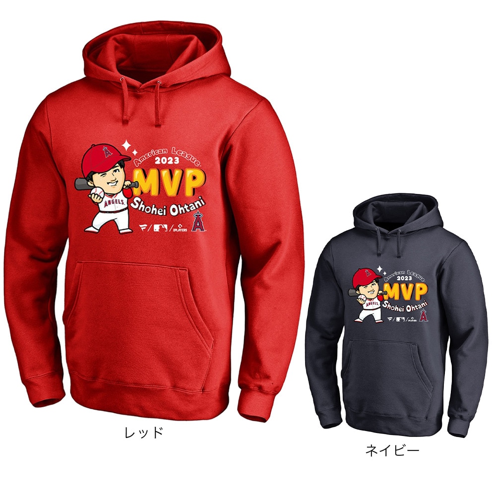 MJ・MLB（MJ・MLB）（メンズ、レディース）野球ウェア 大谷翔平 MVP記念 2023 イラスト パーカー エンゼルス ML06-23FW-0005 RED