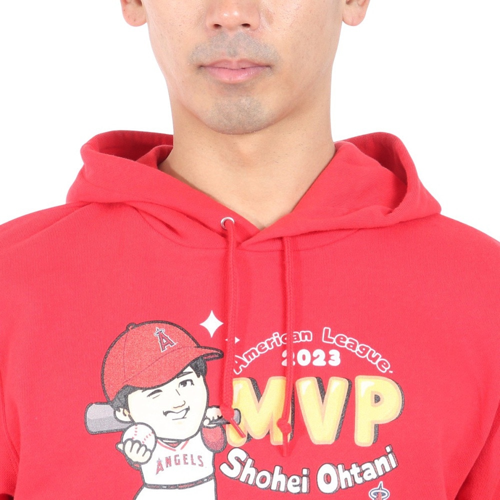 MJ・MLB（MJ・MLB）（メンズ、レディース）野球ウェア 大谷翔平 MVP記念 2023 イラスト パーカー エンゼルス ML06-23FW-0005 RED