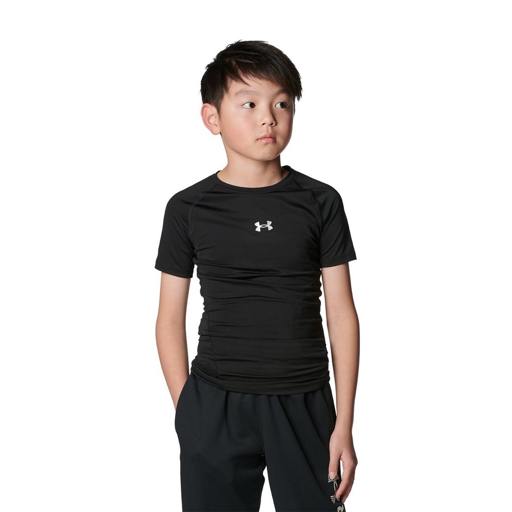 アンダーアーマー（UNDER ARMOUR）（キッズ）野球 ジュニア ヒートギアアーマー コンプレッション 半袖クルーネック アンダーシャツ 1384751 001