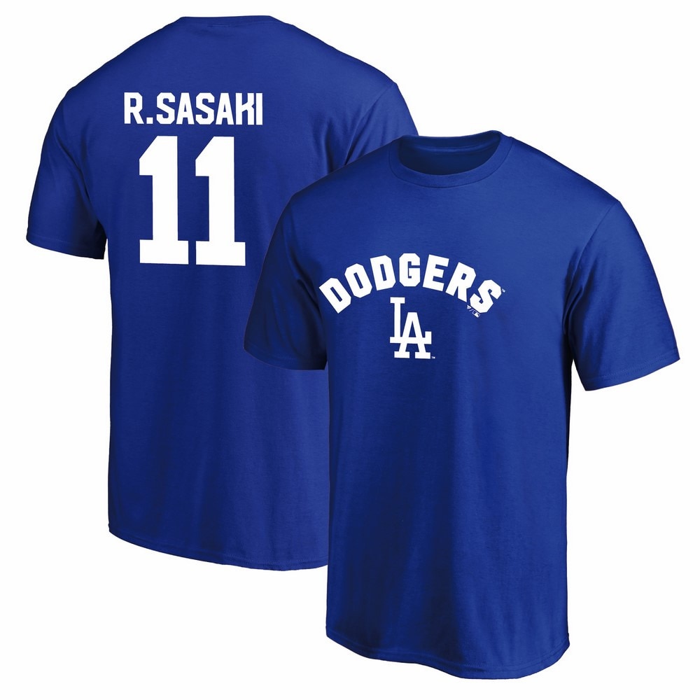 エムエルビー（MLB）（キッズ）【先行予約商品】 野球ウェア ジュニア ドジャース 佐々木朗希 ネーム&ナンバー Tシャツ ブルー ML01-25AS-0003-BLU-Jr