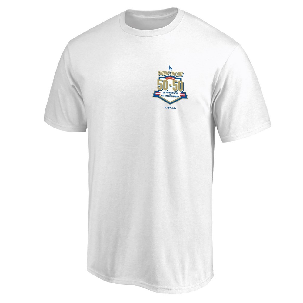 MJ・MLB（MJ・MLB）（キッズ）50-50 野球ウェア ジュニア ドジャース 大谷翔平 ネーム&ナンバー Tシャツ ホワイト ML01-24FW-0005-WHT-JR