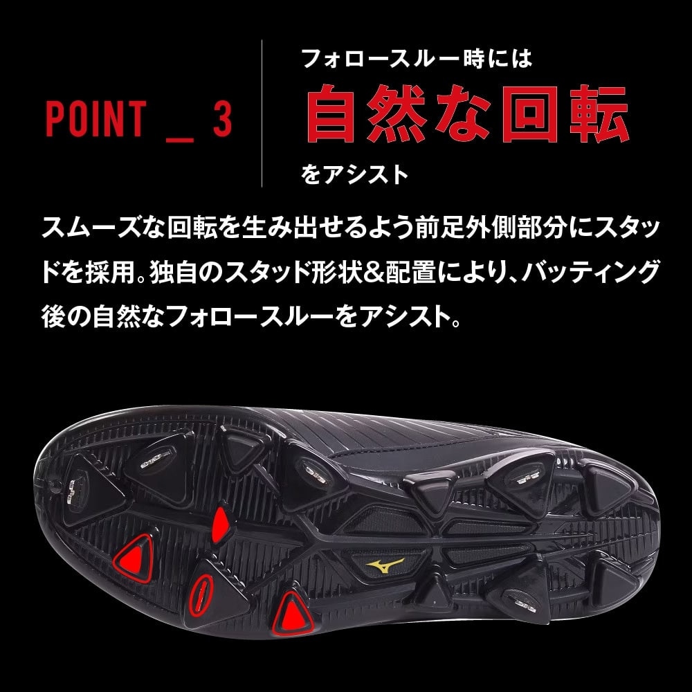 ミズノ（MIZUNO）（メンズ）野球スパイク 黒 ベルト 金具 一般 グローバルエリート キャンバー パワーシナジー 11GM191300 ブラック