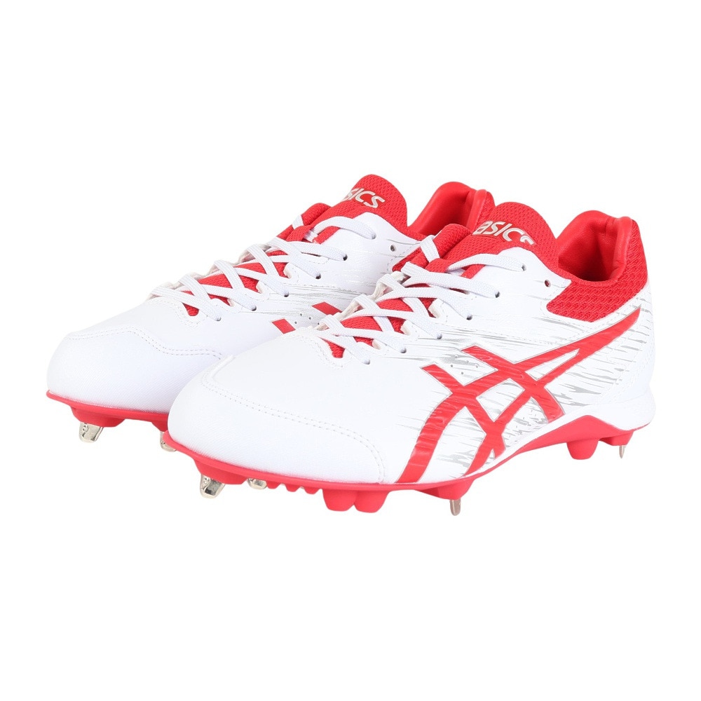 アシックス（ASICS）（メンズ）野球スパイク 金具 一般 NEOREVIVE 4 (ネオリバイブ 4)1123A022.101  ホワイト×レッド(白赤)