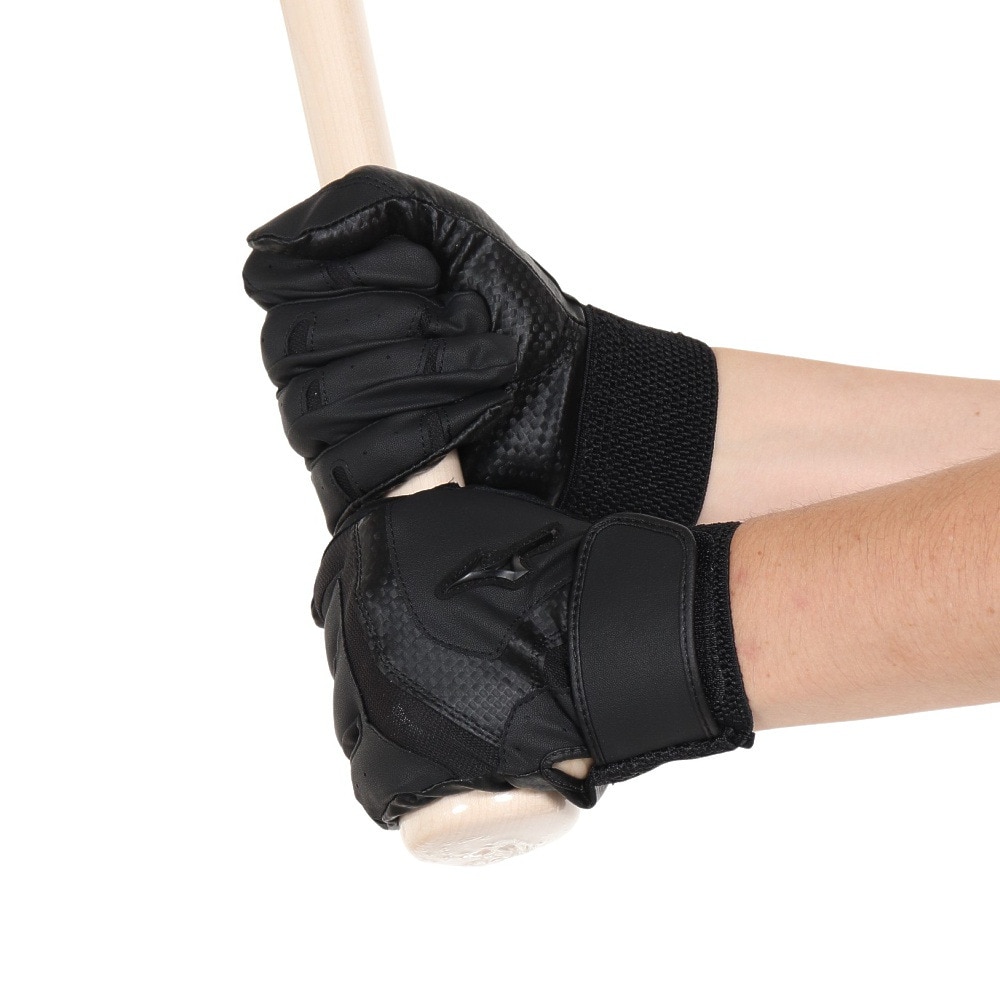 ミズノ（MIZUNO）（メンズ）バッティンググローブ 両手用 ガチグラブHS 1EJEH15590 高校野球対応 黒