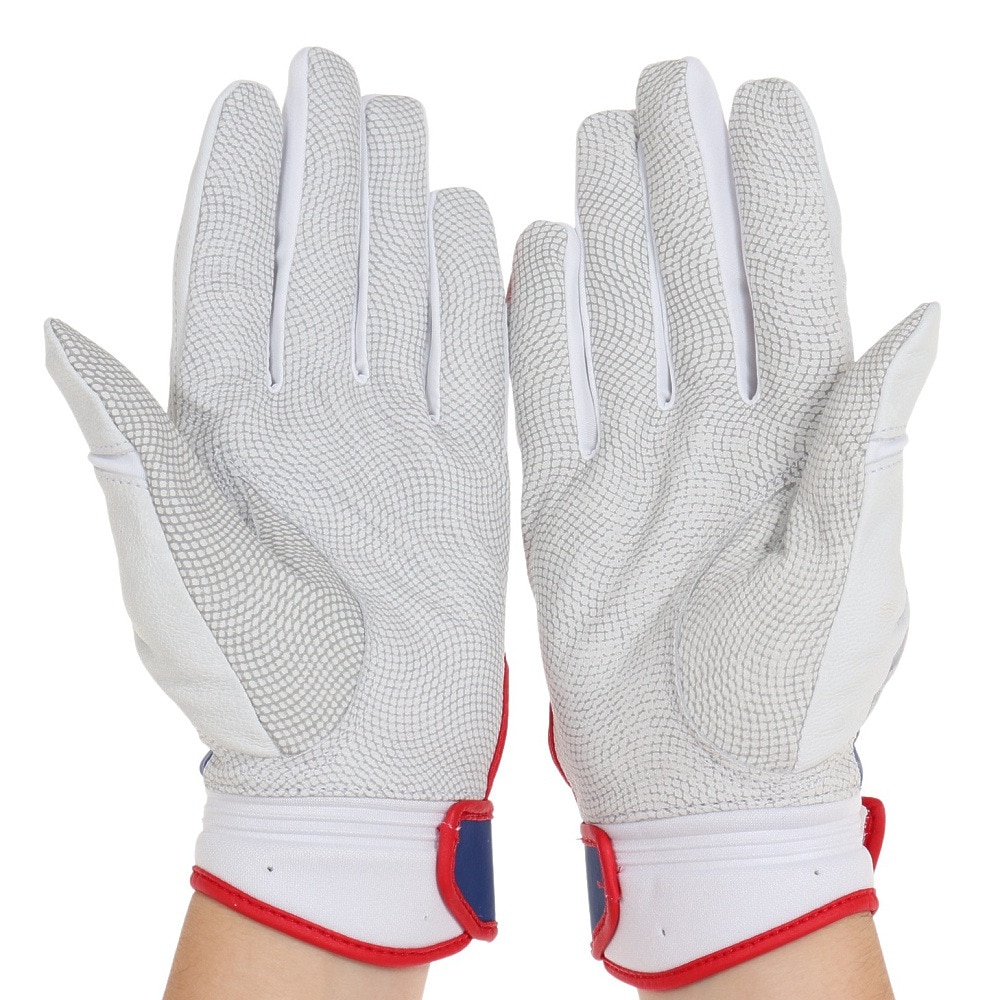 ローリングス（Rawlings）（メンズ）バッティンググローブ 両手用 野球 ミレニア バッティンググラブ EBG22S01-W/BLU-M