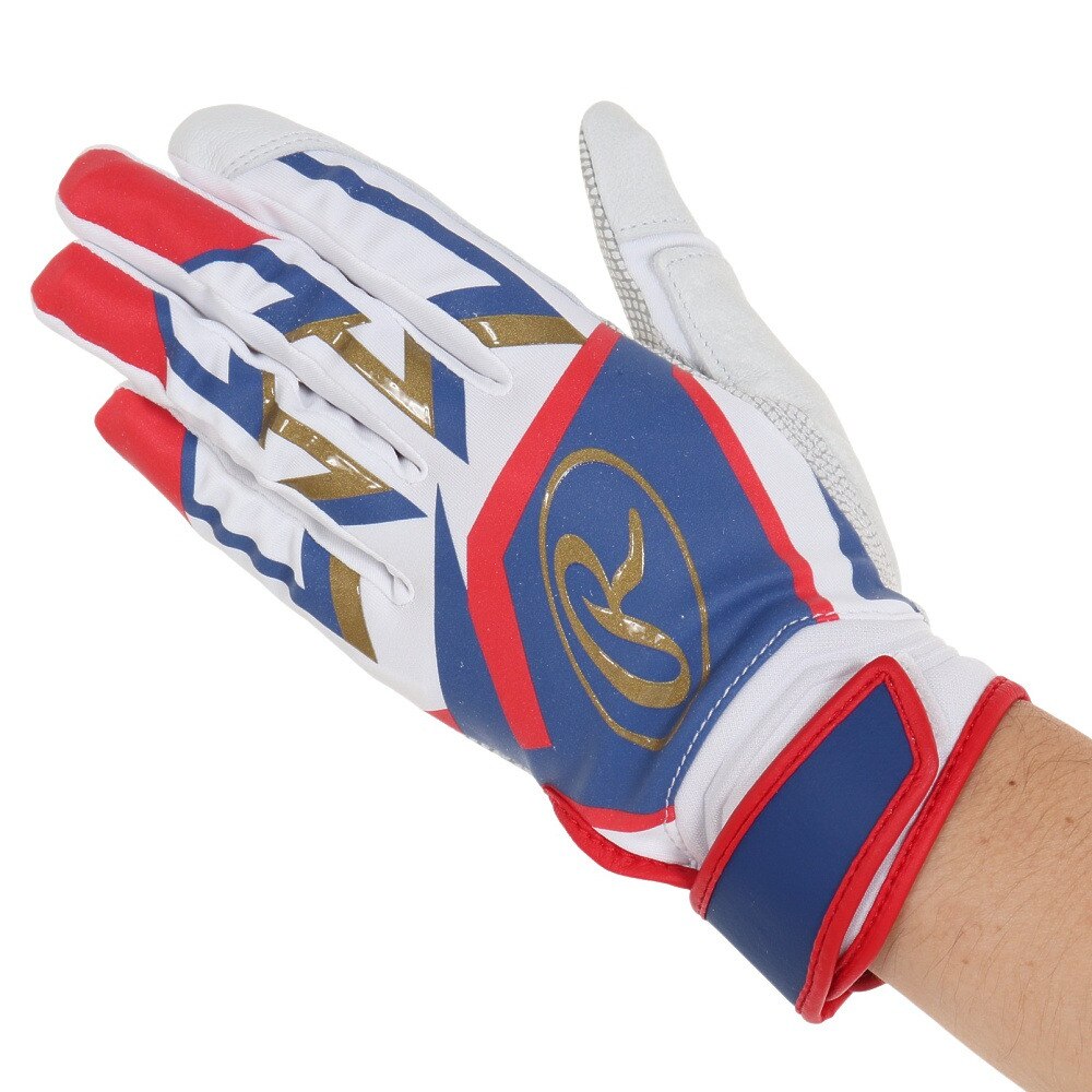ローリングス（Rawlings）（メンズ）バッティンググローブ 両手用 野球 ミレニア バッティンググラブ EBG22S01-W/BLU-M