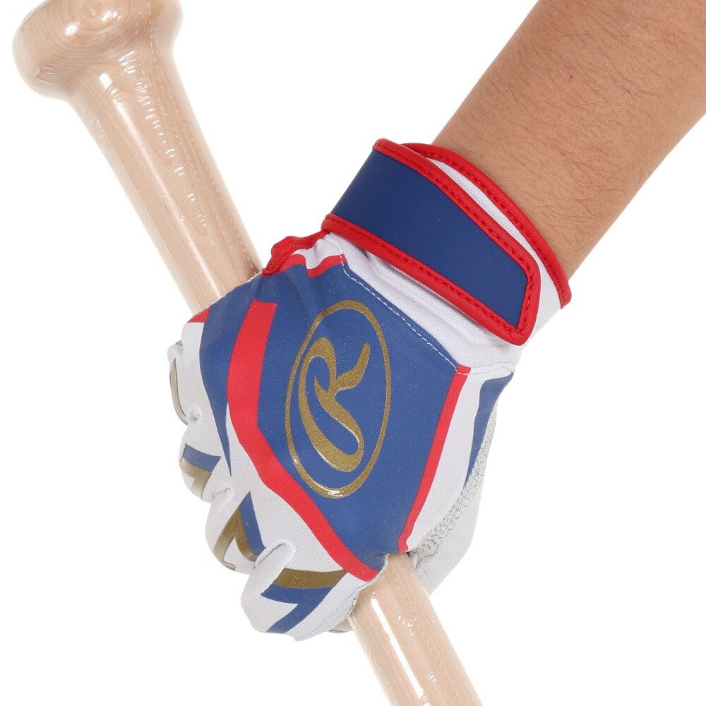 ローリングス（Rawlings）（メンズ）バッティンググローブ 両手用 野球 ミレニア バッティンググラブ EBG22S01-W/BLU-M