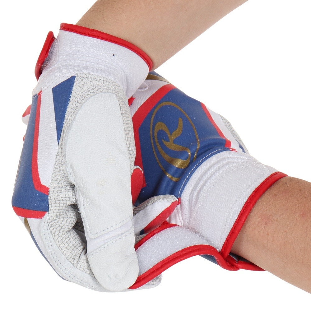 ローリングス（Rawlings）（メンズ）バッティンググローブ 両手用 野球 ミレニア バッティンググラブ EBG22S01-W/BLU-M