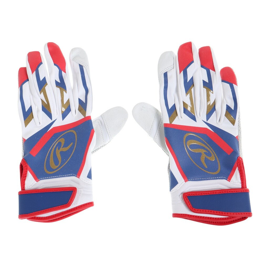 ローリングス（Rawlings）（メンズ）バッティンググローブ 両手用 野球 ミレニア バッティンググラブ EBG22S01-W/BLU-M