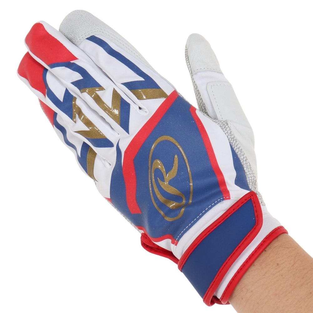 ローリングス（Rawlings）（メンズ）バッティング用グローブ 両手用 野球 ミレニア バッティンググラブ EBG22S01-W/BLU-XL