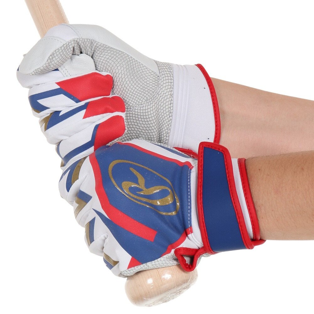 ローリングス（Rawlings）（メンズ）バッティング用グローブ 両手用 野球 ミレニア バッティンググラブ EBG22S01-W/BLU-XL