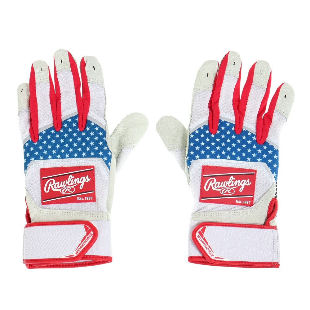 ローリングス（Rawlings）（メンズ）バッティンググローブ 両手用  野球 パッチロゴ バッティンググラブ WH22BG-USA/W-USA L