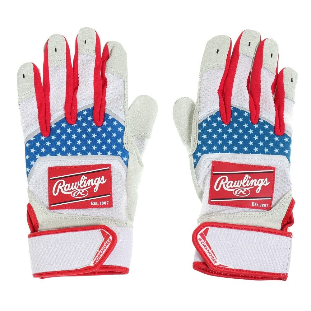 ローリングス（Rawlings）（メンズ）バッティンググローブ 両手用  野球 パッチロゴ バッティンググラブ WH22BG-USA/W-USA M