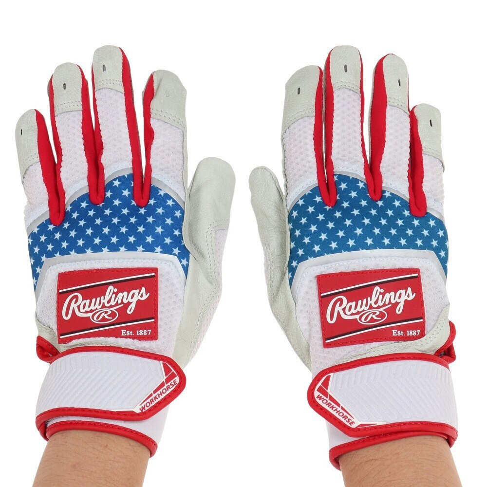 ローリングス（Rawlings）（メンズ）バッティンググローブ 両手用  野球 パッチロゴ バッティンググラブ WH22BG-USA/W-USA M