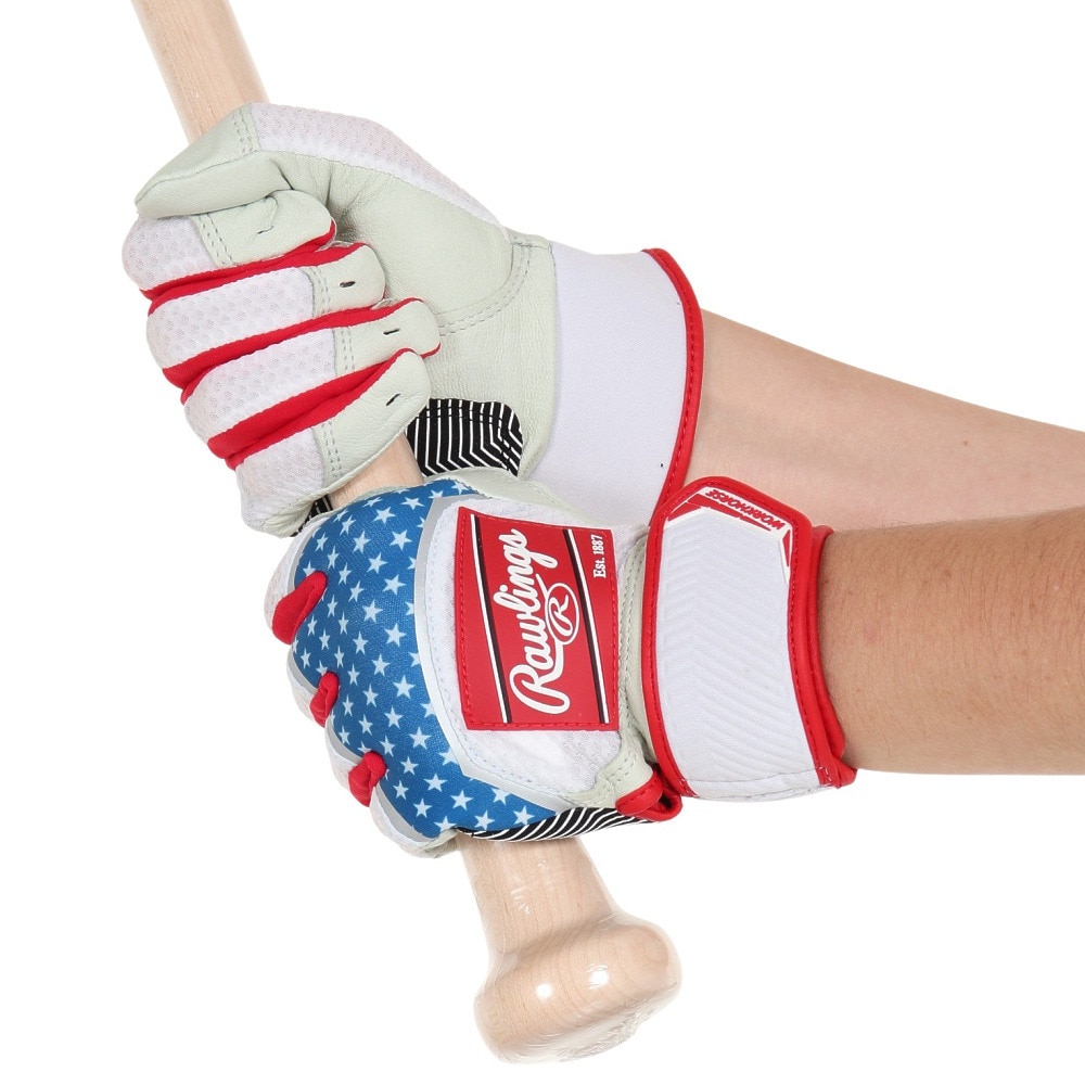 ローリングス（Rawlings）（メンズ）バッティンググローブ 両手用  野球 パッチロゴ バッティンググラブ WH22BG-USA/W-USA S