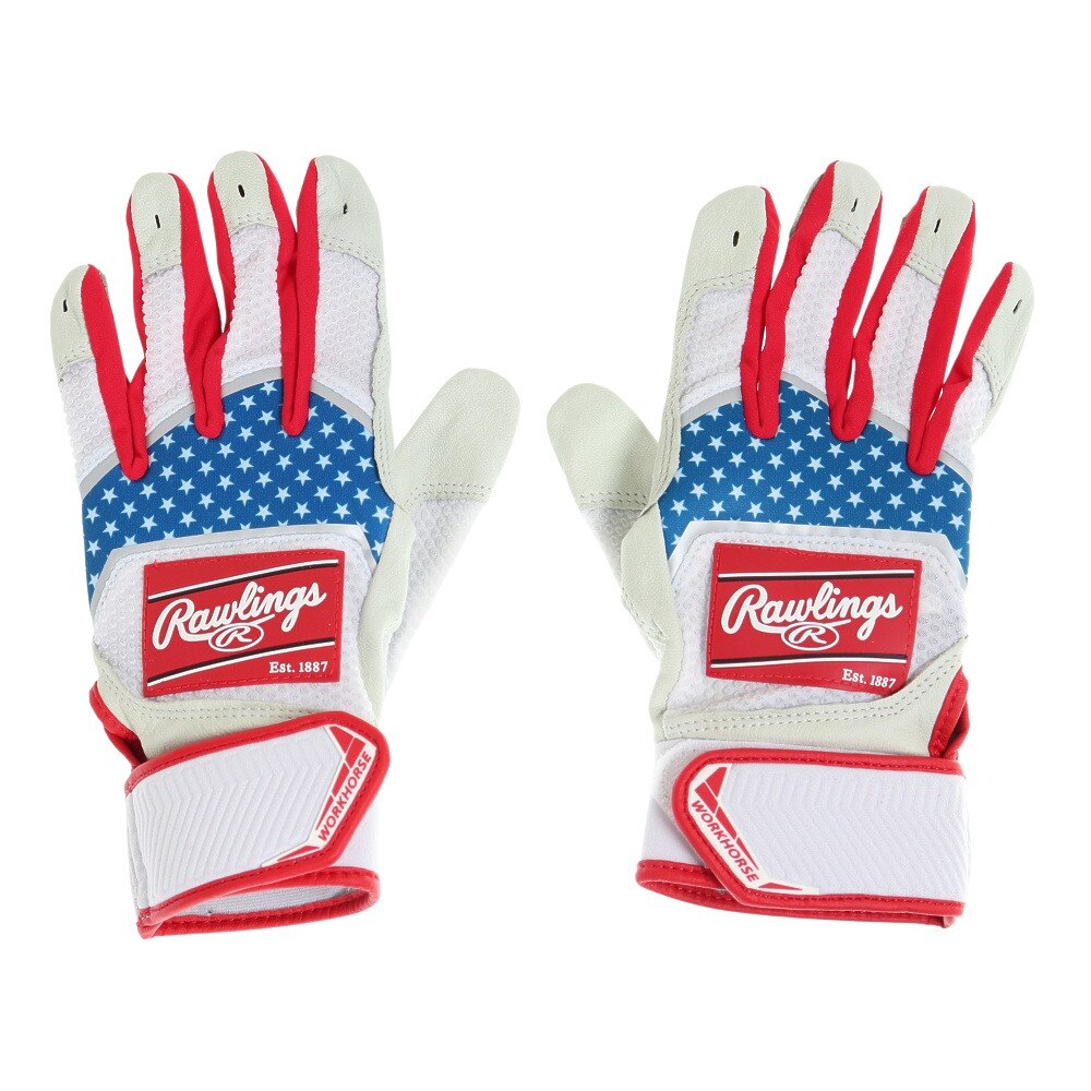 ローリングス（Rawlings）（メンズ）バッティンググローブ 両手用  野球 パッチロゴ バッティンググラブ WH22BG-USA/W-USA S