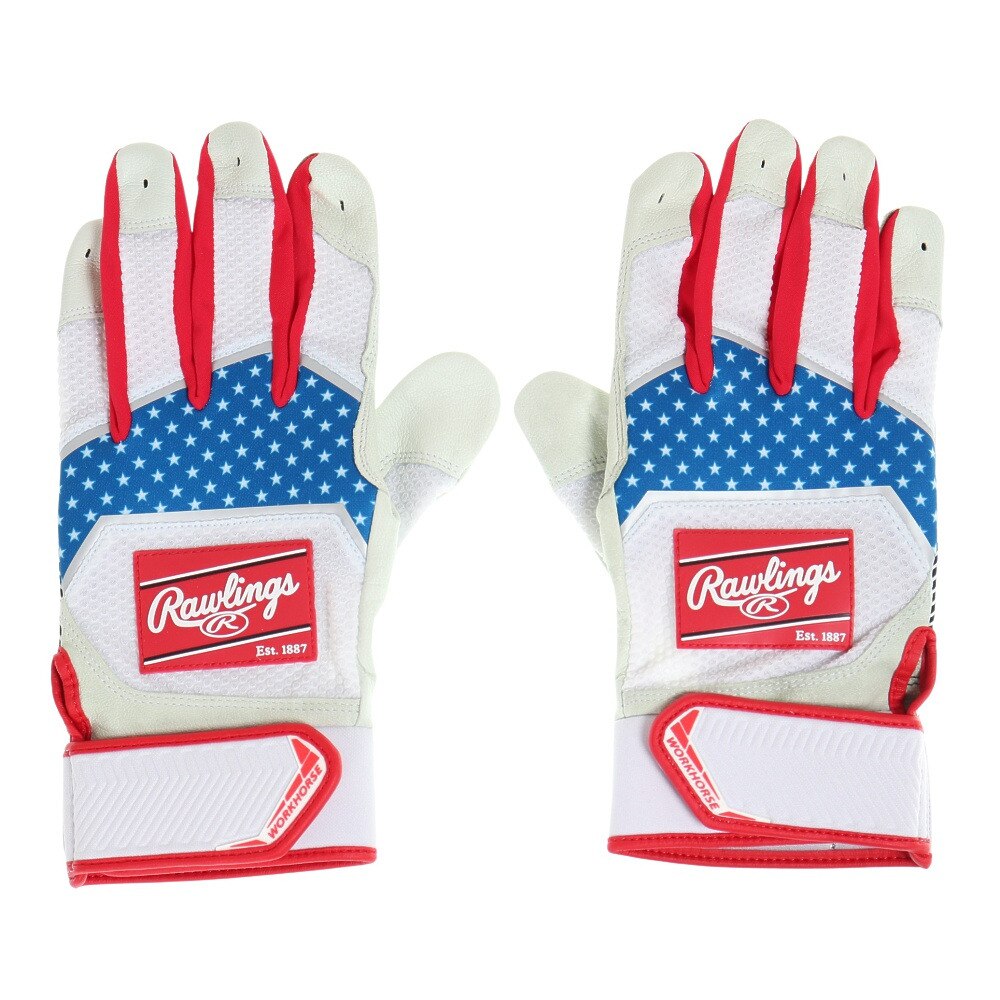 ローリングス（Rawlings）（メンズ）バッティンググローブ 両手用  野球 パッチロゴ バッティンググラブ WH22BG-USA/W-USA XL