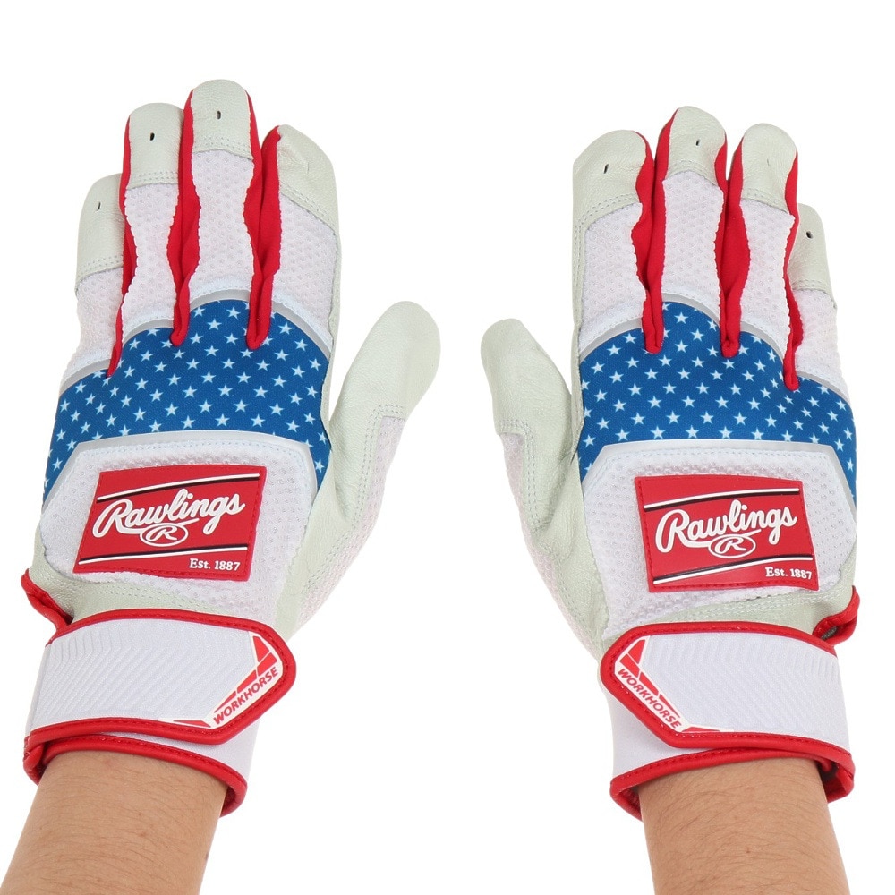 ローリングス（Rawlings）（メンズ）バッティンググローブ 両手用  野球 パッチロゴ バッティンググラブ WH22BG-USA/W-USA XL