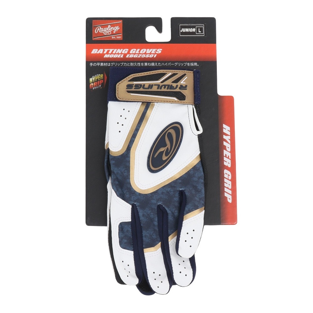 ローリングス（Rawlings）（キッズ）ジュニア バッティング用グローブ 野球 GS2ハイパーグリップ 両手組 EBG25S01-STBLU-J
